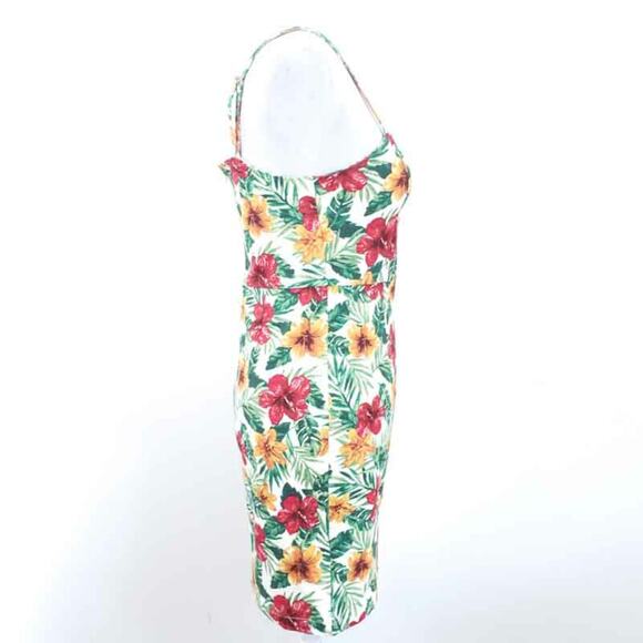 F21 Floral Hawaiian Dress Spaghetti Strap Medium Juniors Bodycon Floral Stretchy - Picture 4 of 7